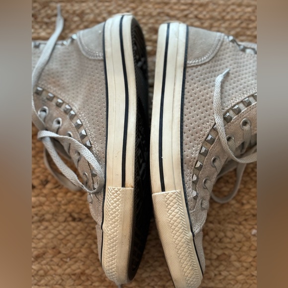CConverse Chuck‎ Taylor Sz 8 Womens All Star Grey Suede Leather Studded High Top - Picture 7 of 10